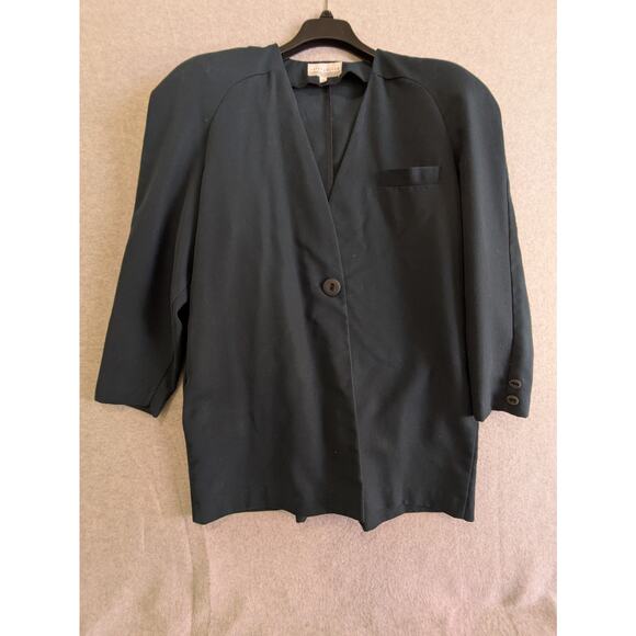 Estee Lauder‎ Blazer Women's XL Black Wool Single Button Pockets Uniform Vintage - Picture 1 of 9
